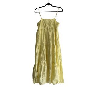 ZARA Cotton Sleeveless Tiered Midi Dress Yellow M
